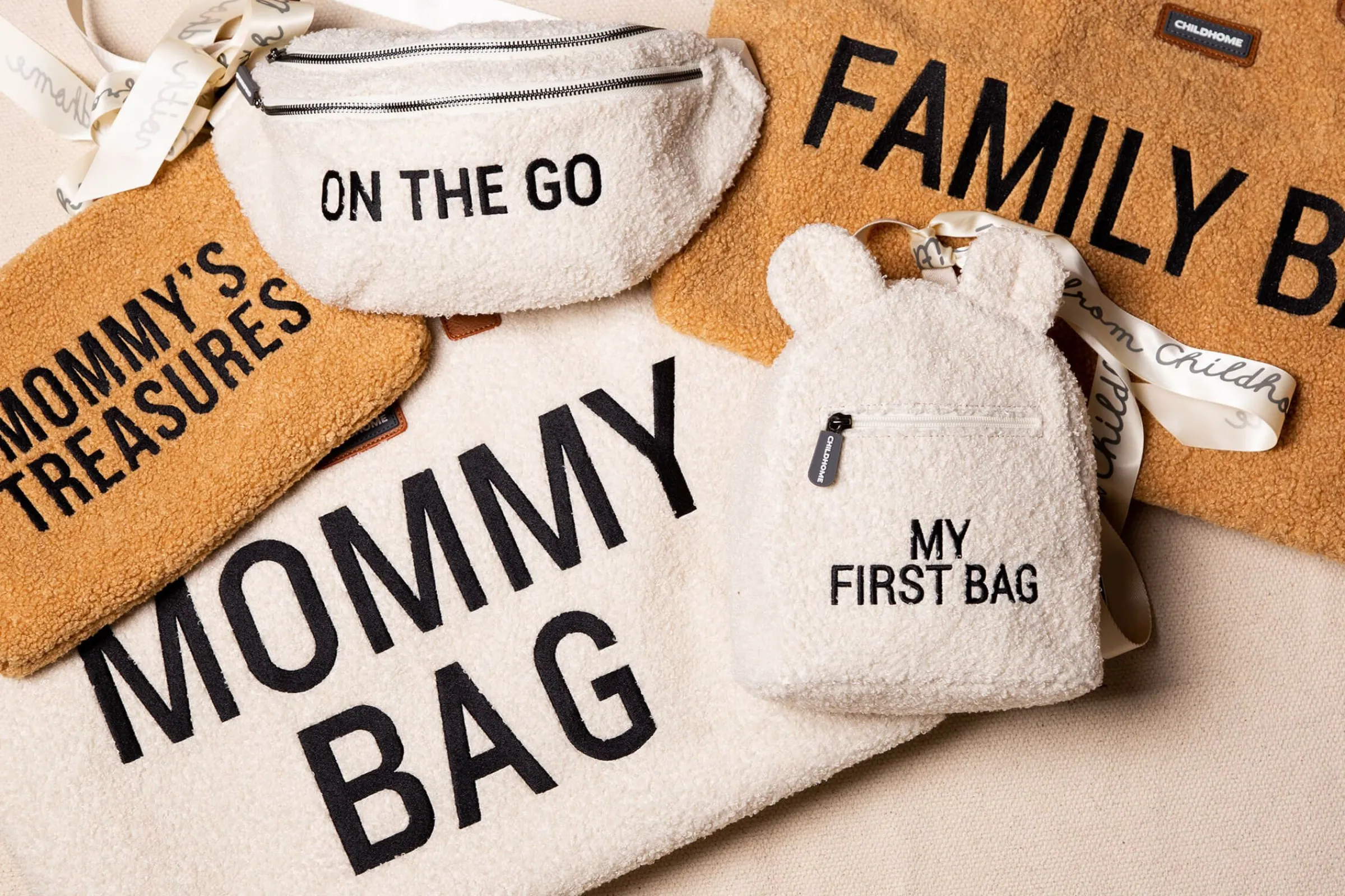 Childhome Banana Bag|Banana Bag-Banana Bag On The Go Sac De Hanche - Teddy Ecru