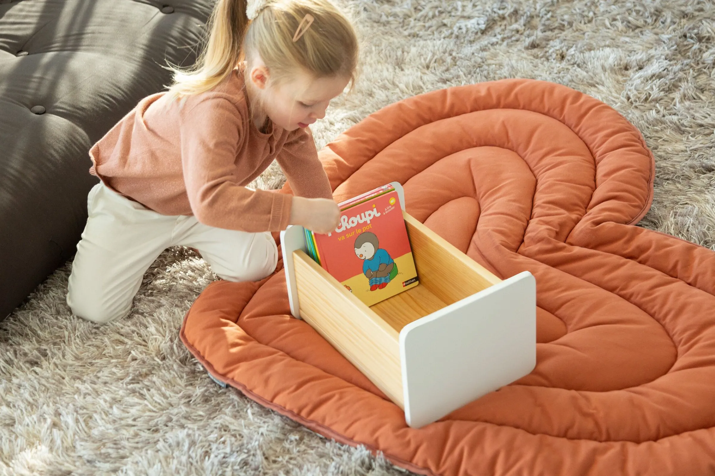 Childhome Marchepied En Bois / Porte-livres-Bois d’étape naturel blanc
