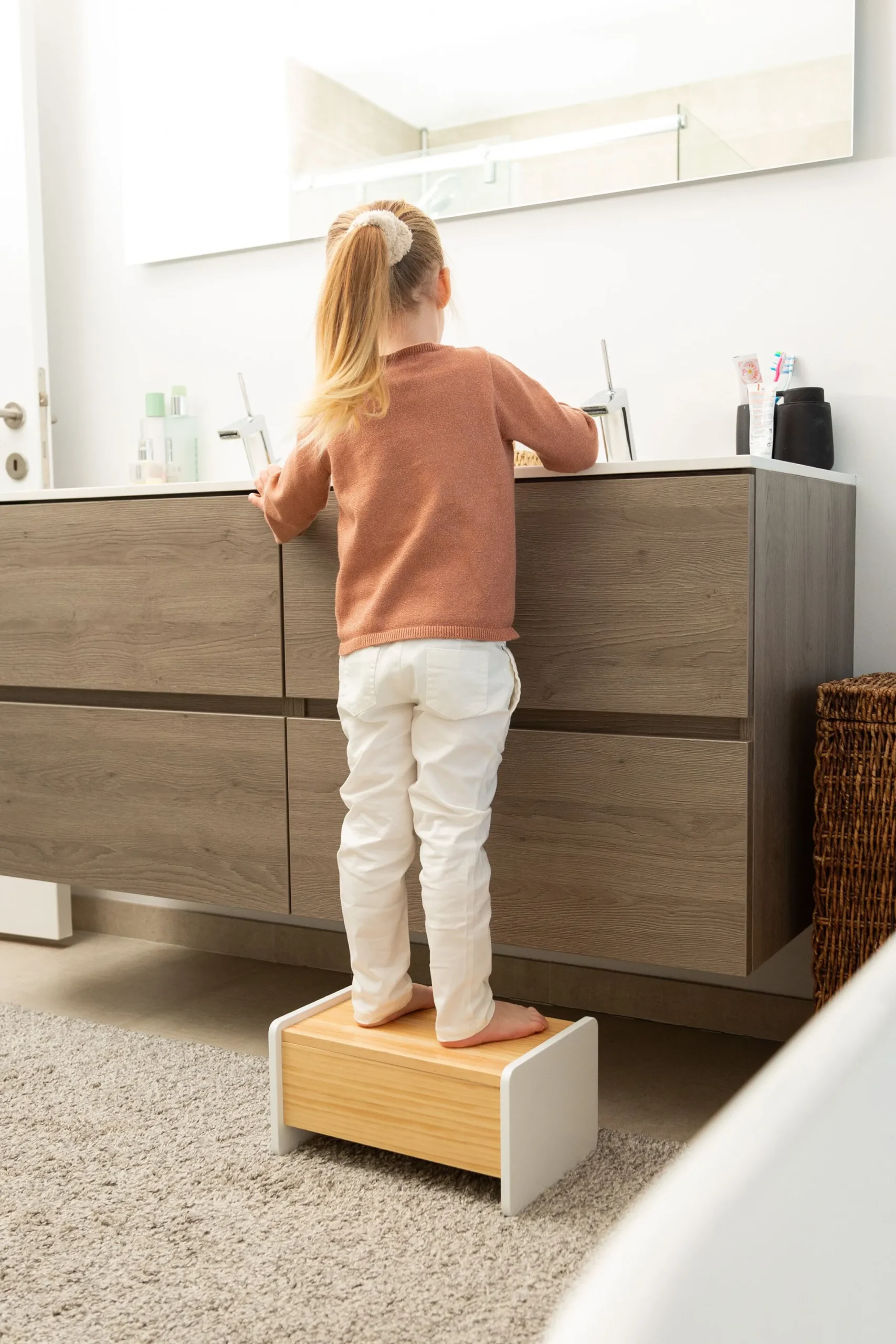 Childhome Marchepied En Bois / Porte-livres-Bois d’étape naturel blanc