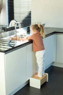 Childhome Marchepied En Bois / Porte-livres-Bois d’étape naturel blanc