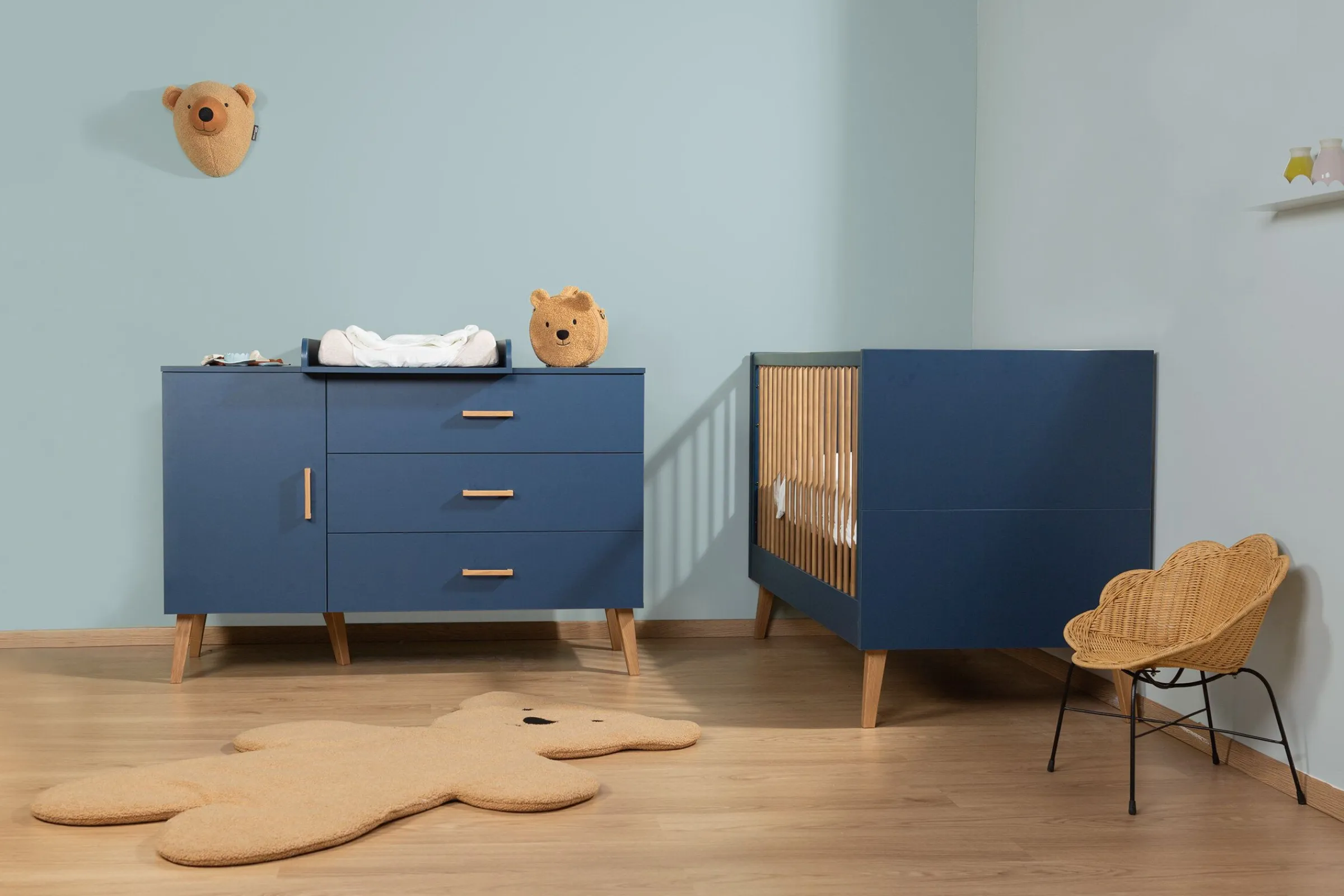 Childhome Lits D'enfant Et De Bébé|Bold Blue-Bold Blue - Lit Evolutif - 70x140 Cm + Lattes