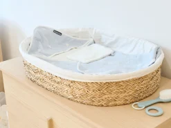 Childhome Capes De Bain-Cape De Bain + Gant - 80x80 Cm - Mousseline Fleur - Bleue