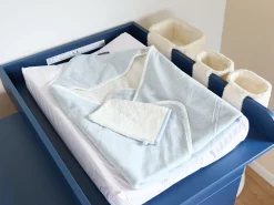 Childhome Capes De Bain-Cape De Bain + Gant - 80x80 Cm - Mousseline Fleur - Bleue