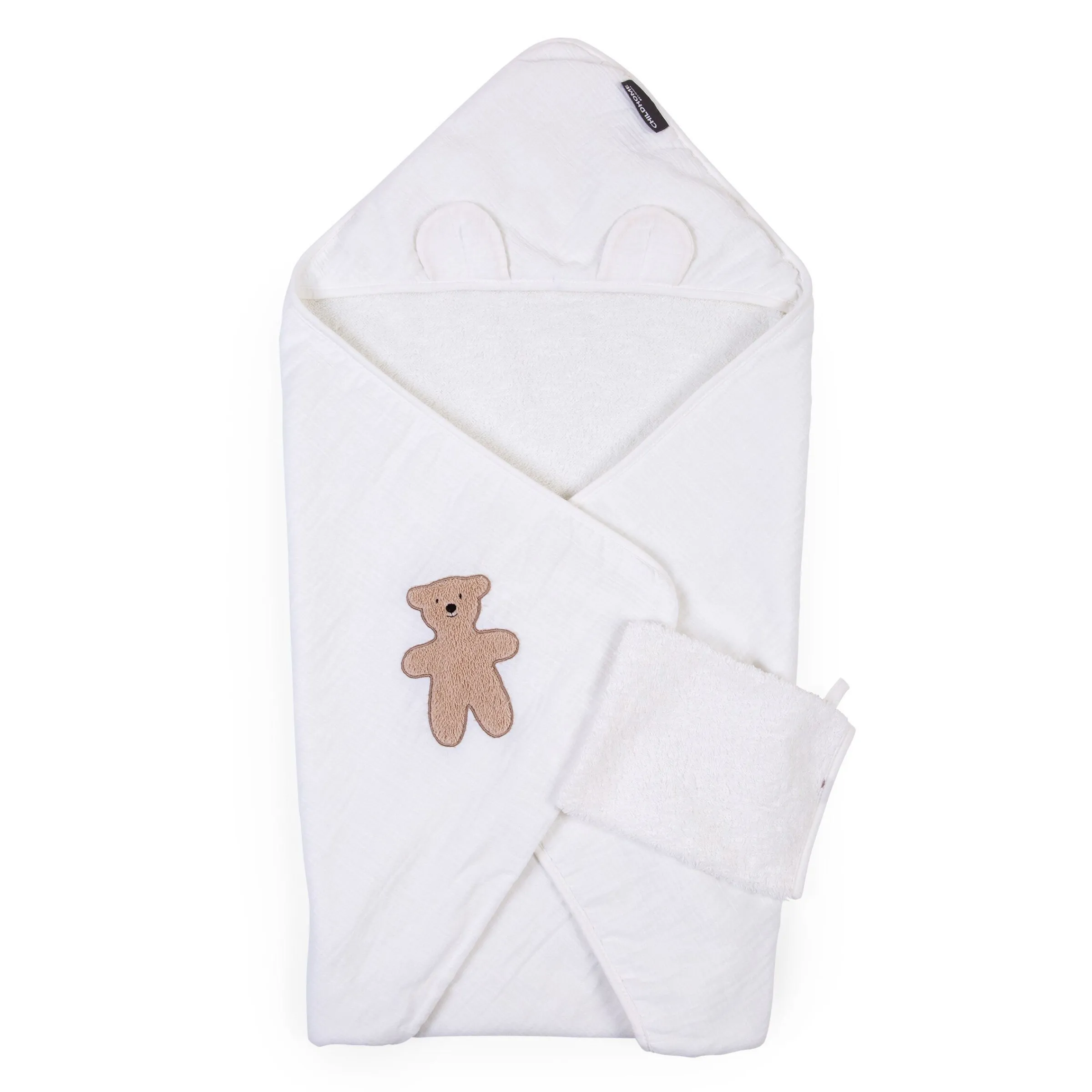 Childhome Capes De Bain-Cape De Bain + Gant - 80x80 Cm - Muslin / Terry Teddy