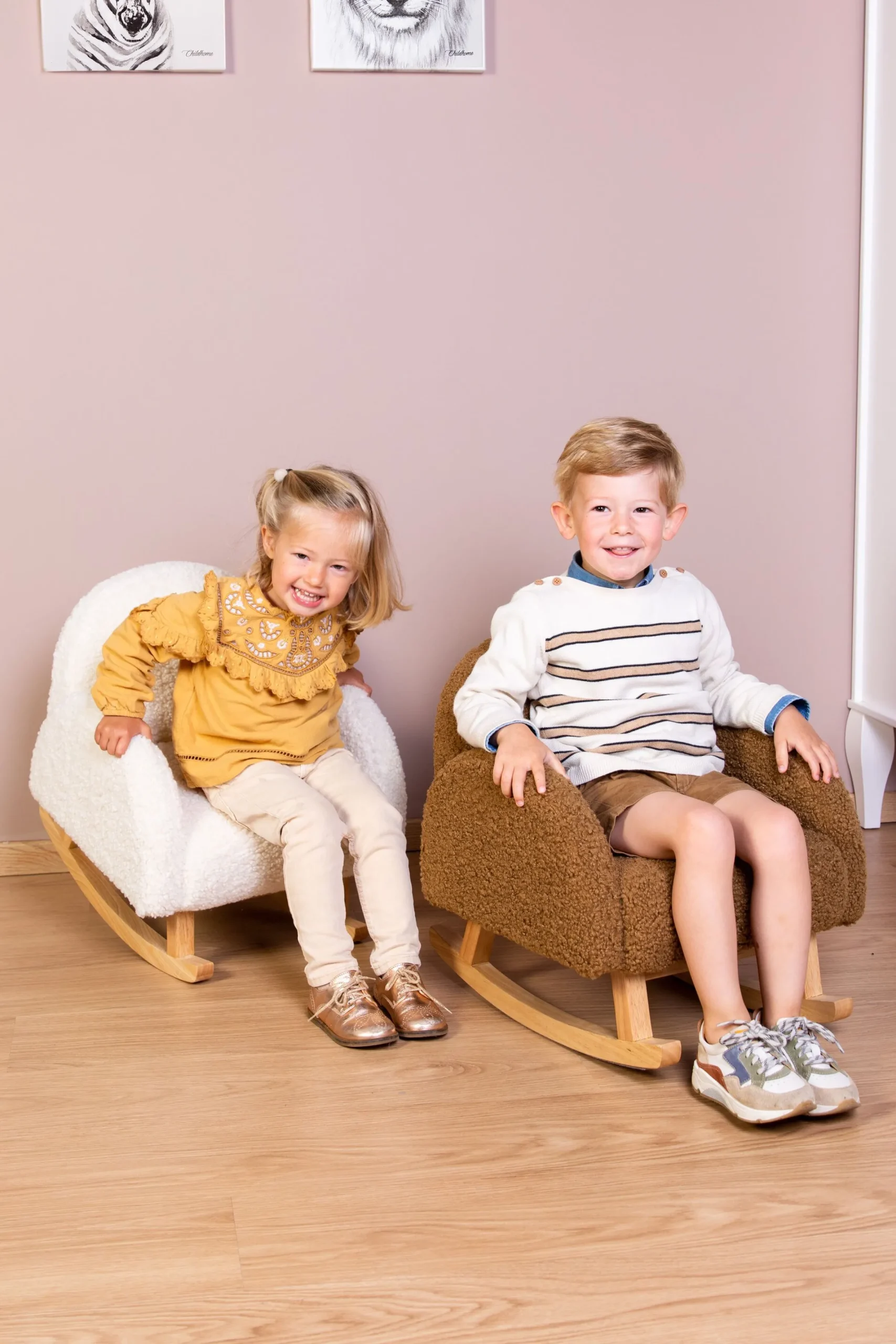 Childhome Chaises Enfants|Fauteuils À Bascule-Chaise A Bascule Pour Enfants - Teddy - Ecru Naturel