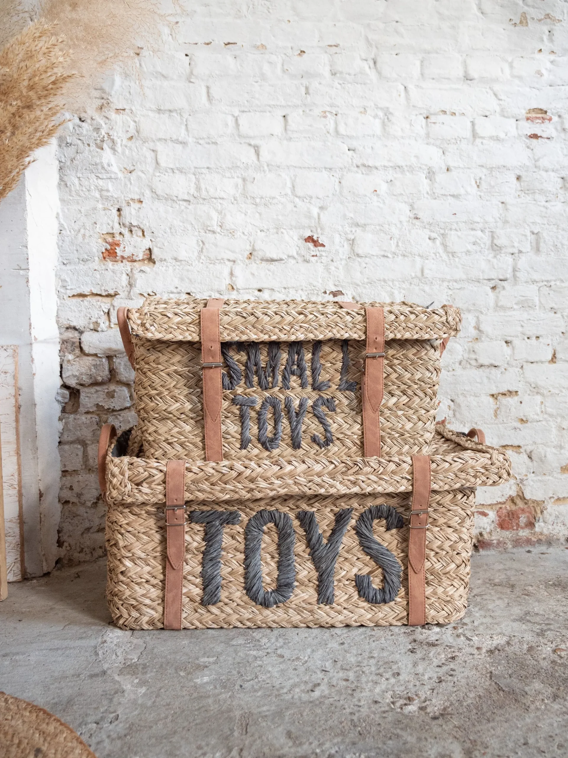 Childhome Paniers De Rangement-Coffre à jouets en rotin Anthracite 2pcs