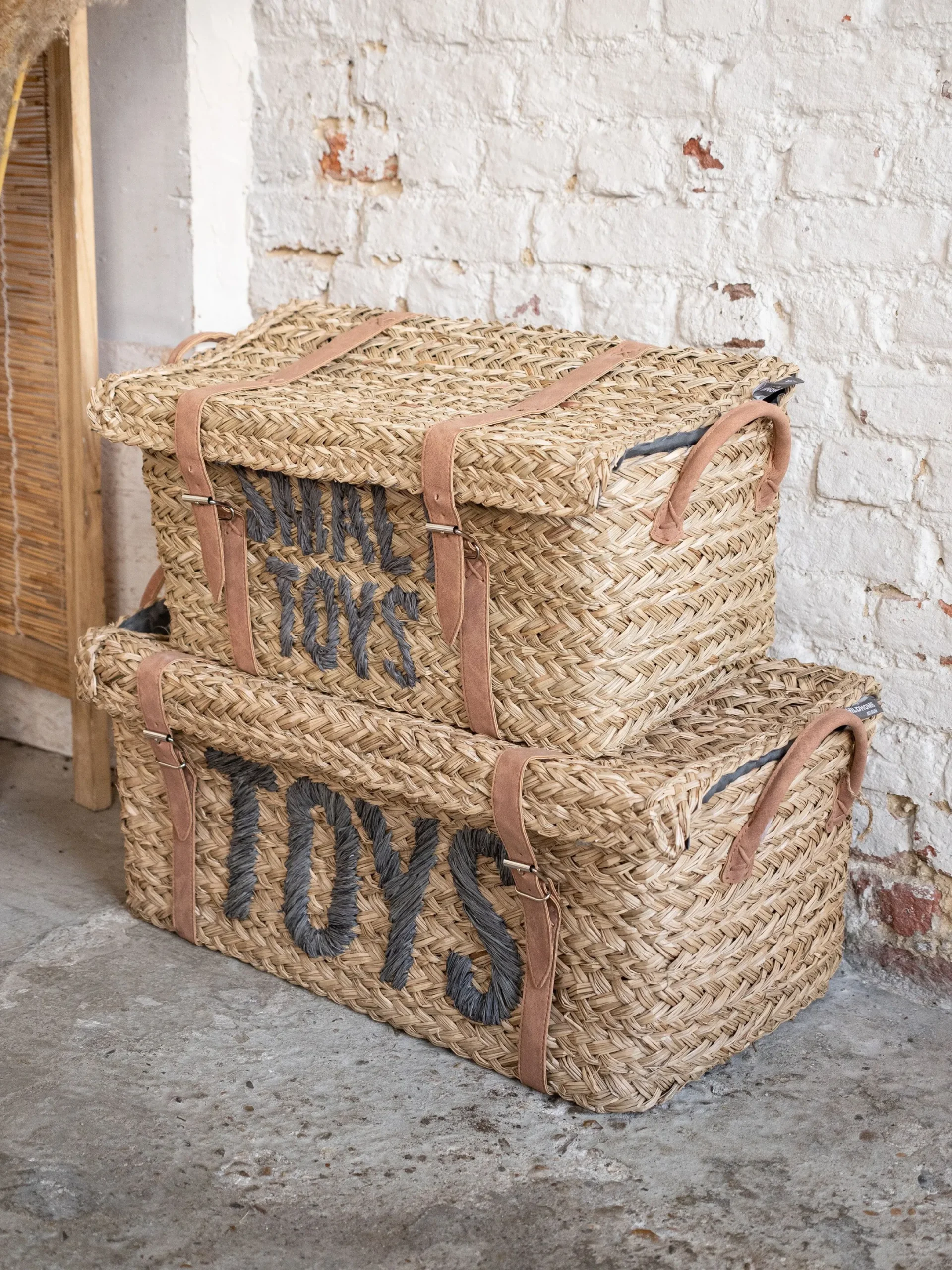 Childhome Paniers De Rangement-Coffre à jouets en rotin Anthracite 2pcs