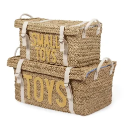 Childhome Paniers De Rangement-Coffre à jouets en rotin jaune 2pcs