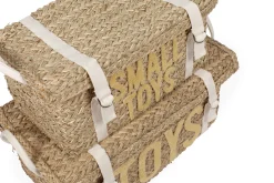 Childhome Paniers De Rangement-Coffre à jouets en rotin jaune 2pcs