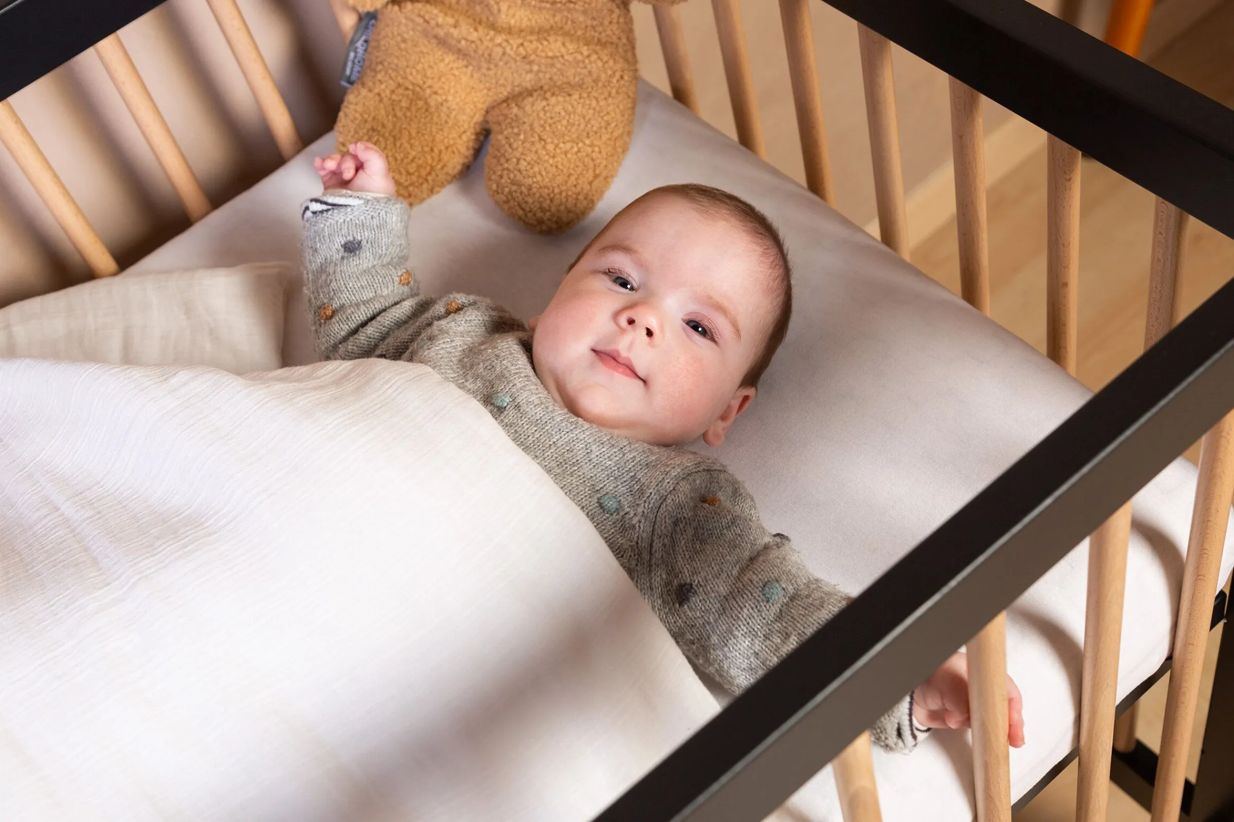 Childhome Lits D'enfant Et De Bébé-COT 97 - Lit de bébé - 120x60Cm – Noir Naturel