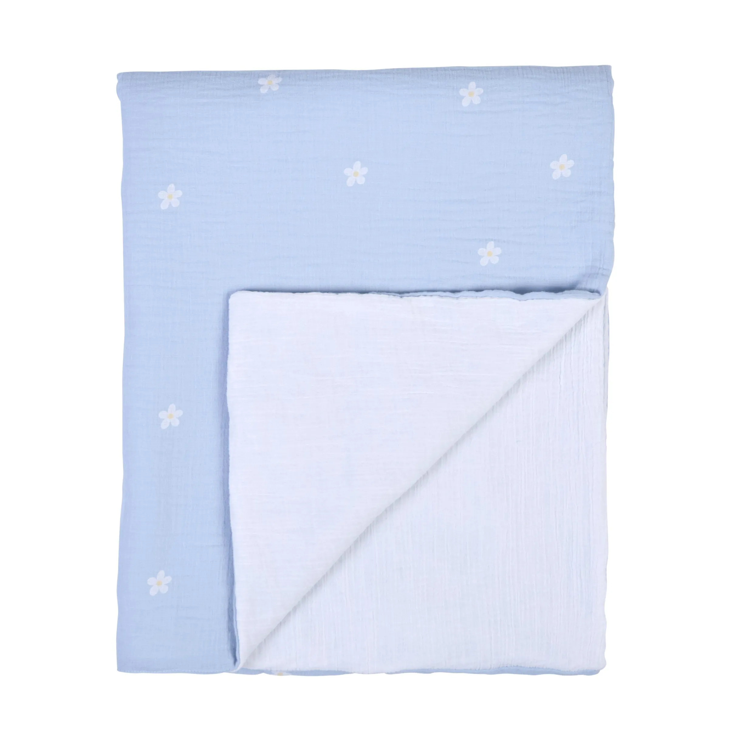 Childhome Couvertures-Couverture De Bébé - 80x100 Cm - Mousseline Fleur - Bleue