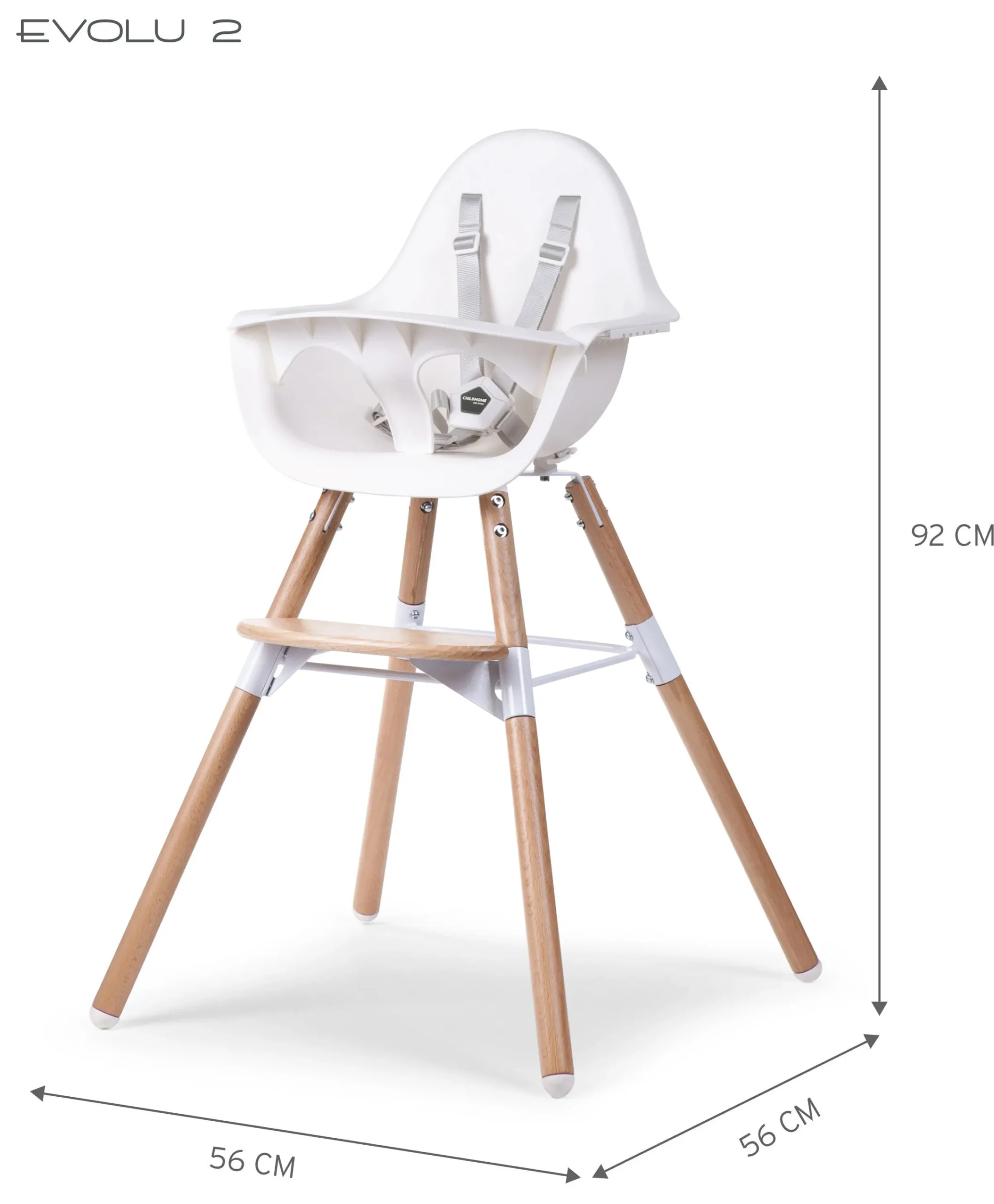 Childhome Evolu-Evolu Chaise Haute - Réglable En Hauteur (50-75 Cm/*90 Cm) -