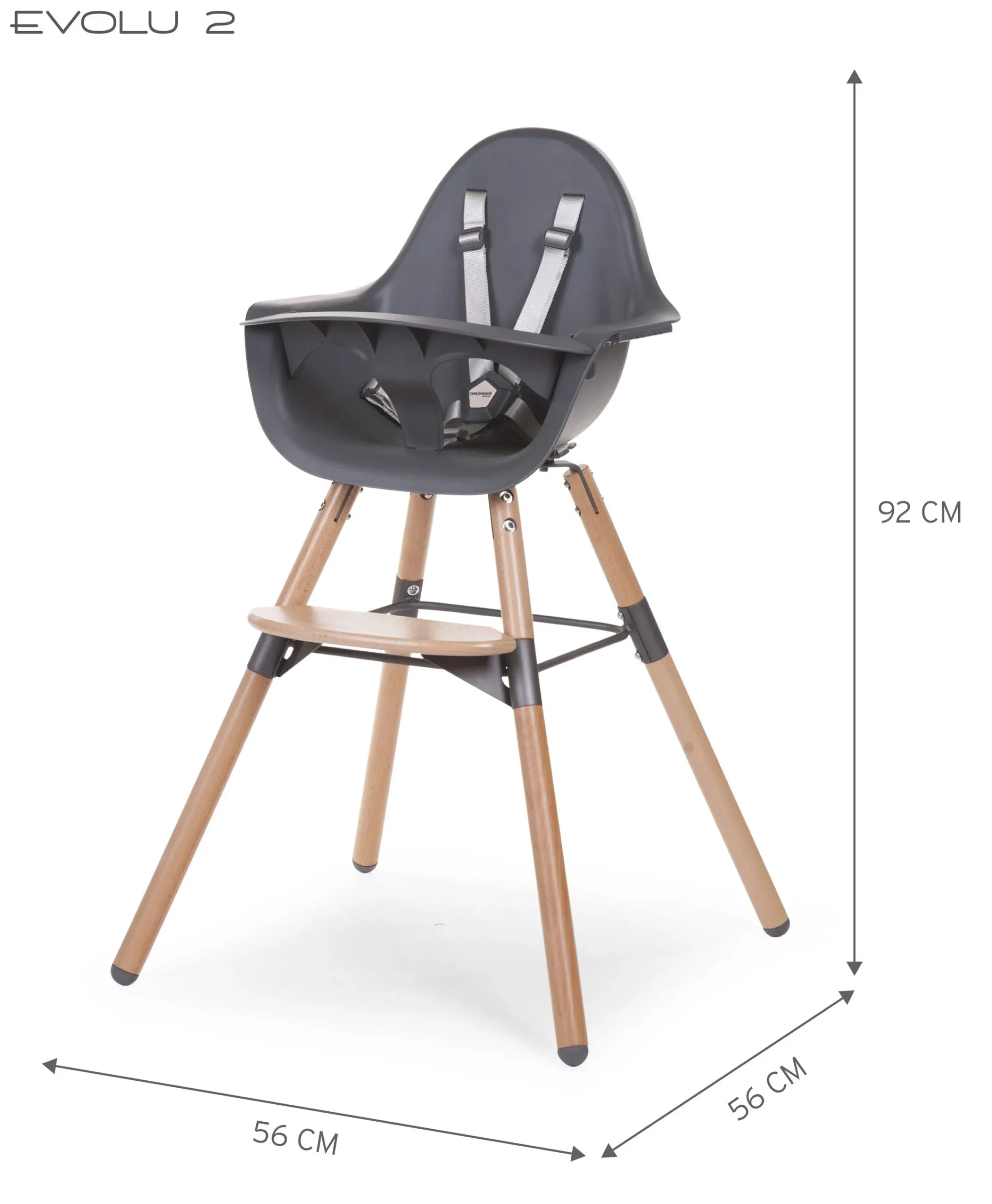 Childhome Evolu-Evolu Chaise Haute - Réglable En Hauteur (50-75 Cm/*90 Cm) -