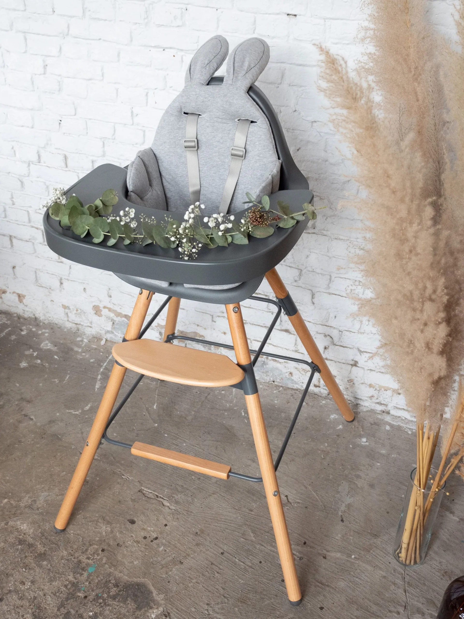 Childhome Evolu Accessoires|Evolu-Evolu Tablette De Chaise - Abs - Anthracite + Napperon En Si