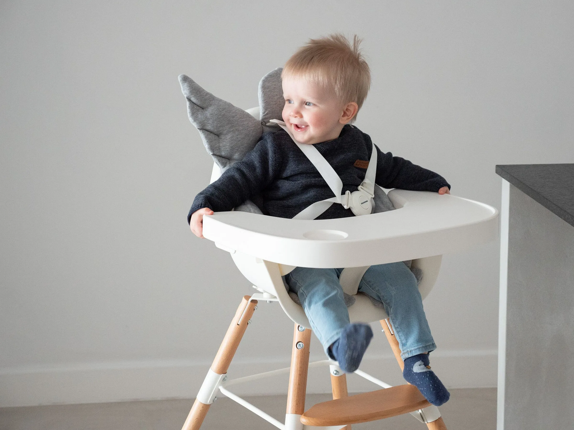 Childhome Evolu Accessoires|Evolu-Evolu Tablette De Chaise - Abs - Blanc + Napperon En Silicon