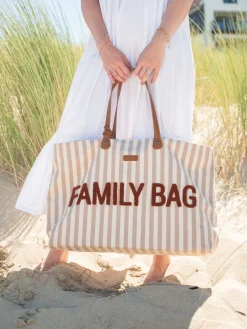Childhome Family Bag|Family Bag-Family Bag Sac à Langer - Rayures - Nude/Terracotta