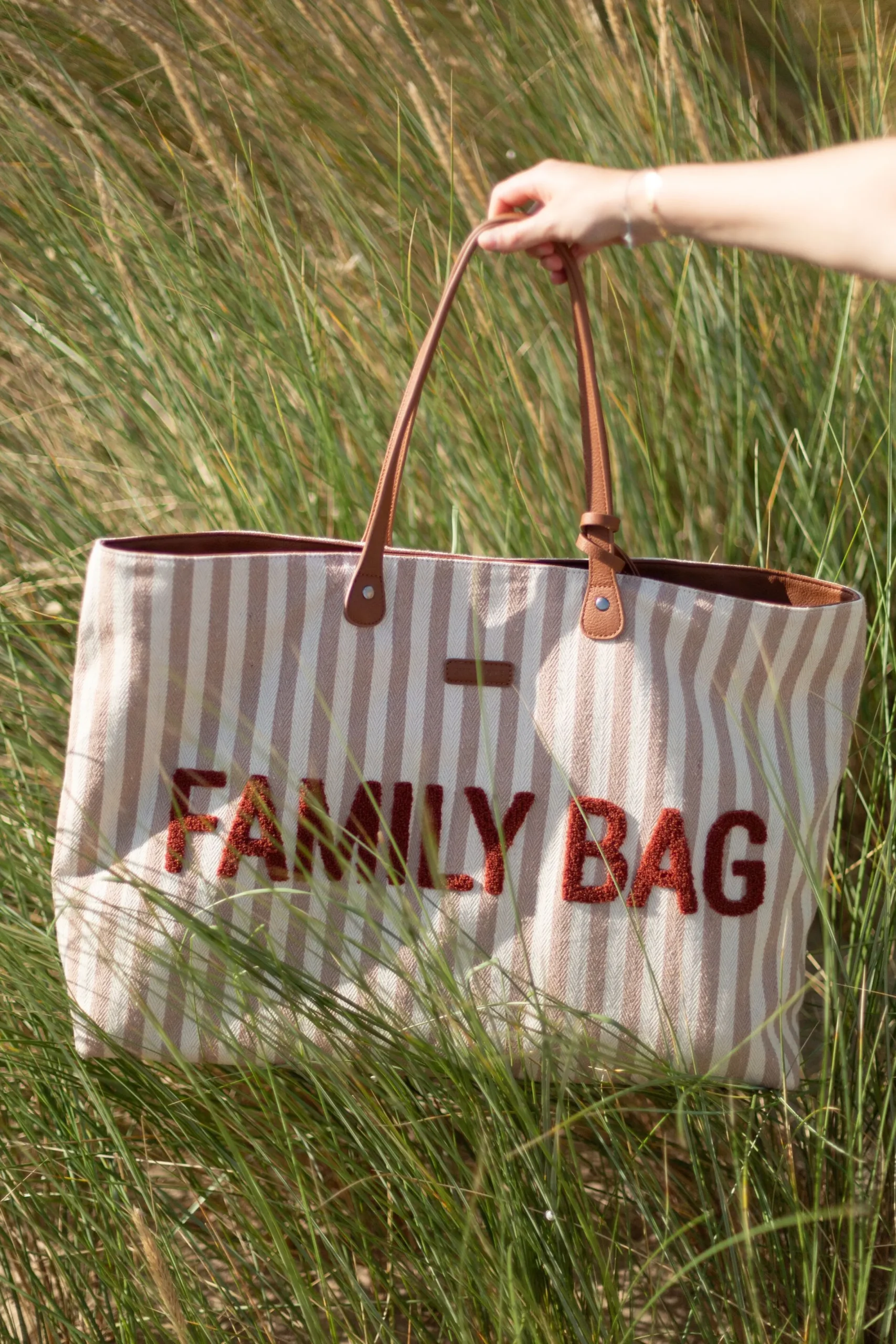 Childhome Family Bag|Family Bag-Family Bag Sac à Langer - Rayures - Nude/Terracotta