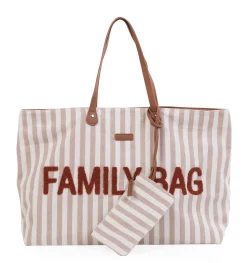Childhome Family Bag|Family Bag-Family Bag Sac à Langer - Rayures - Nude/Terracotta