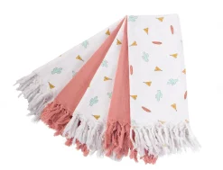 Childhome Langes Tetra-Langes Tetra - Coton - Tipi + Nude Avec Franges - 5 Pcs