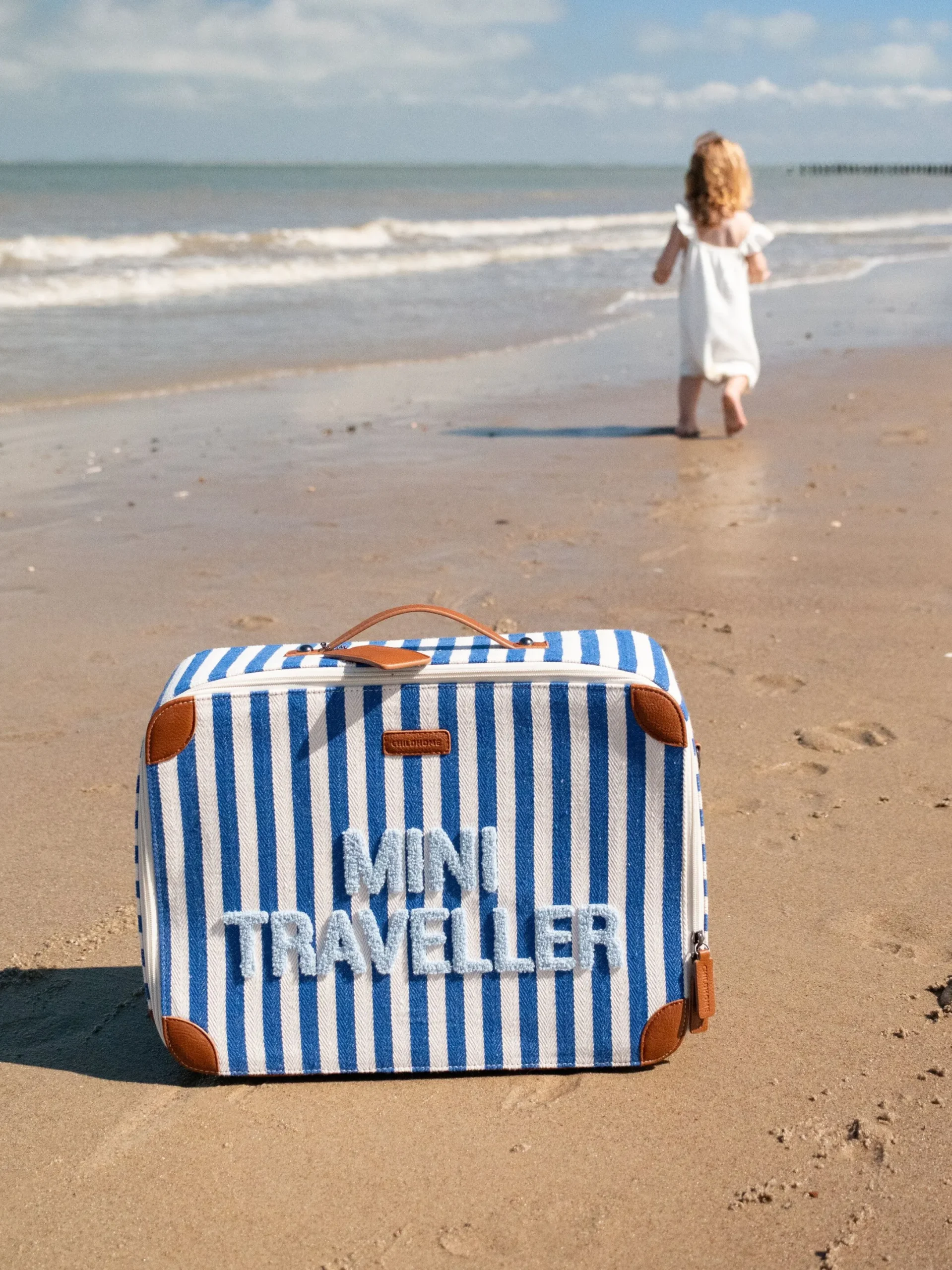 Childhome Kids Bags|Kids Bags-Mini Traveller Kids Suitcase - Rayures - Bleu Electrique /Bl