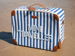Childhome Kids Bags|Kids Bags-Mini Traveller Kids Suitcase - Rayures - Bleu Electrique /Bl