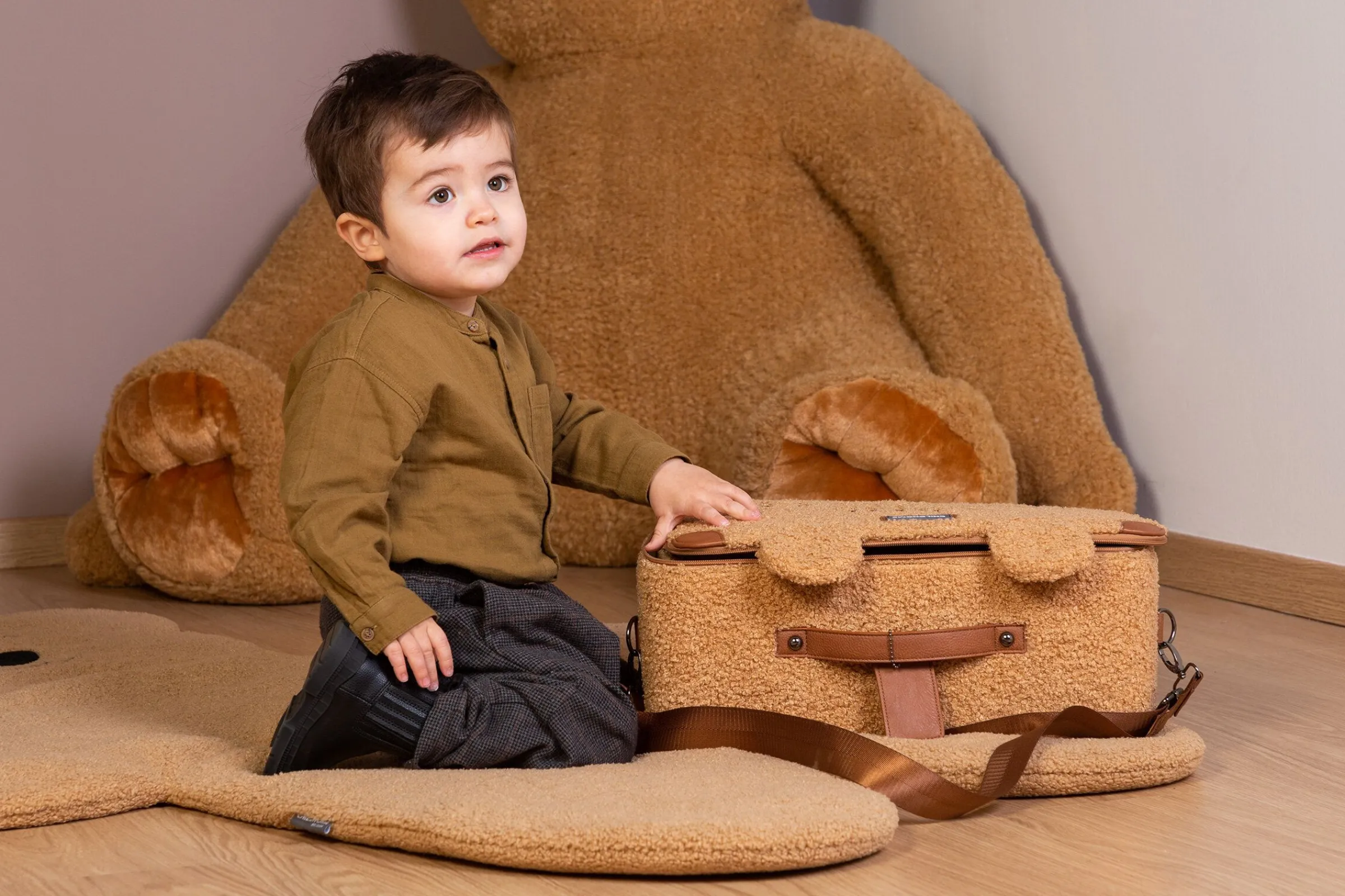 Childhome Kids Bags|Kids Bags-Mini Traveller Valise Enfant - Teddy Brun