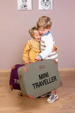 Childhome Kids Bags|Kids Bags-Mini Traveller Valise Enfant - Toile - Kaki