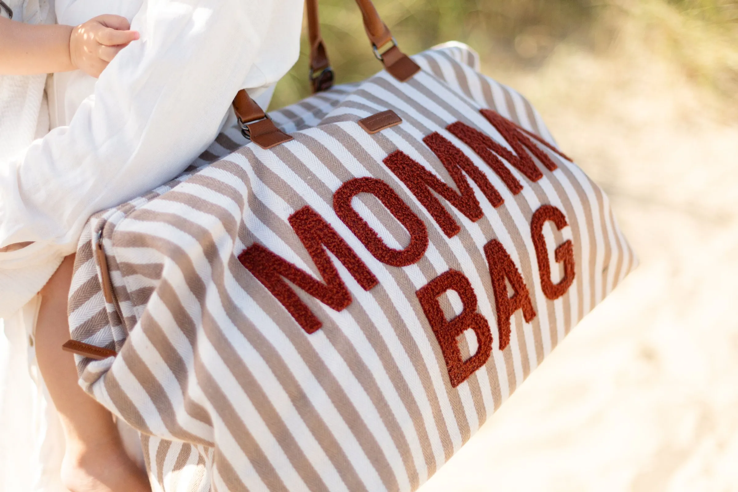 Childhome Mommy Bag ®-Mommy Bag ® Sac à Langer - Rayures - Nude/Terracotta