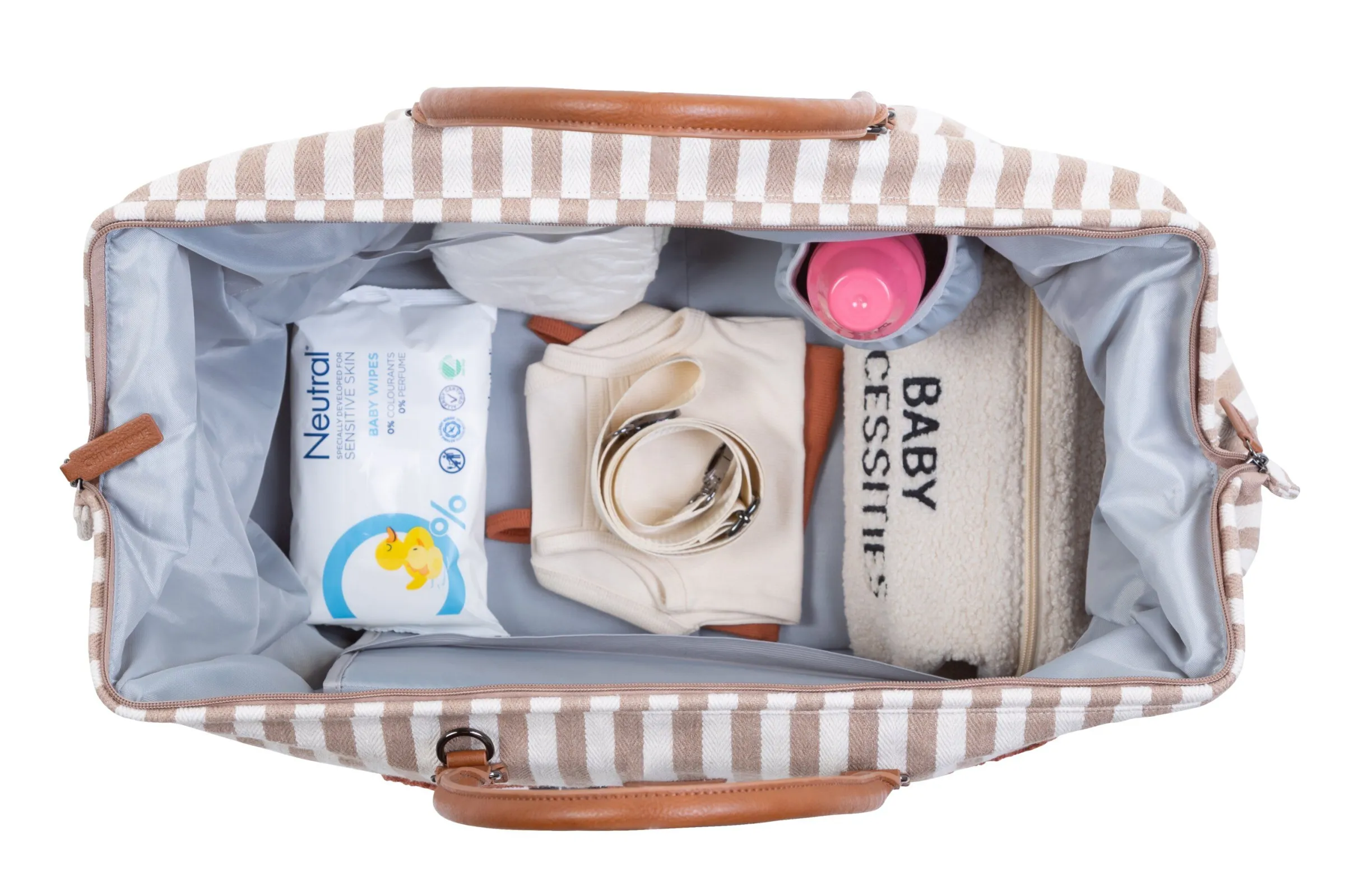 Childhome Mommy Bag ®-Mommy Bag ® Sac à Langer - Rayures - Nude/Terracotta
