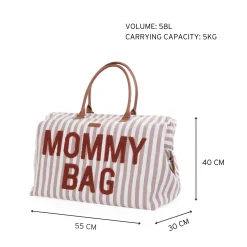 Childhome Mommy Bag ®-Mommy Bag ® Sac à Langer - Rayures - Nude/Terracotta