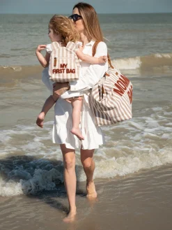 Childhome Mommy Bag ®-Mommy Bag ® Sac à Langer - Rayures - Nude/Terracotta