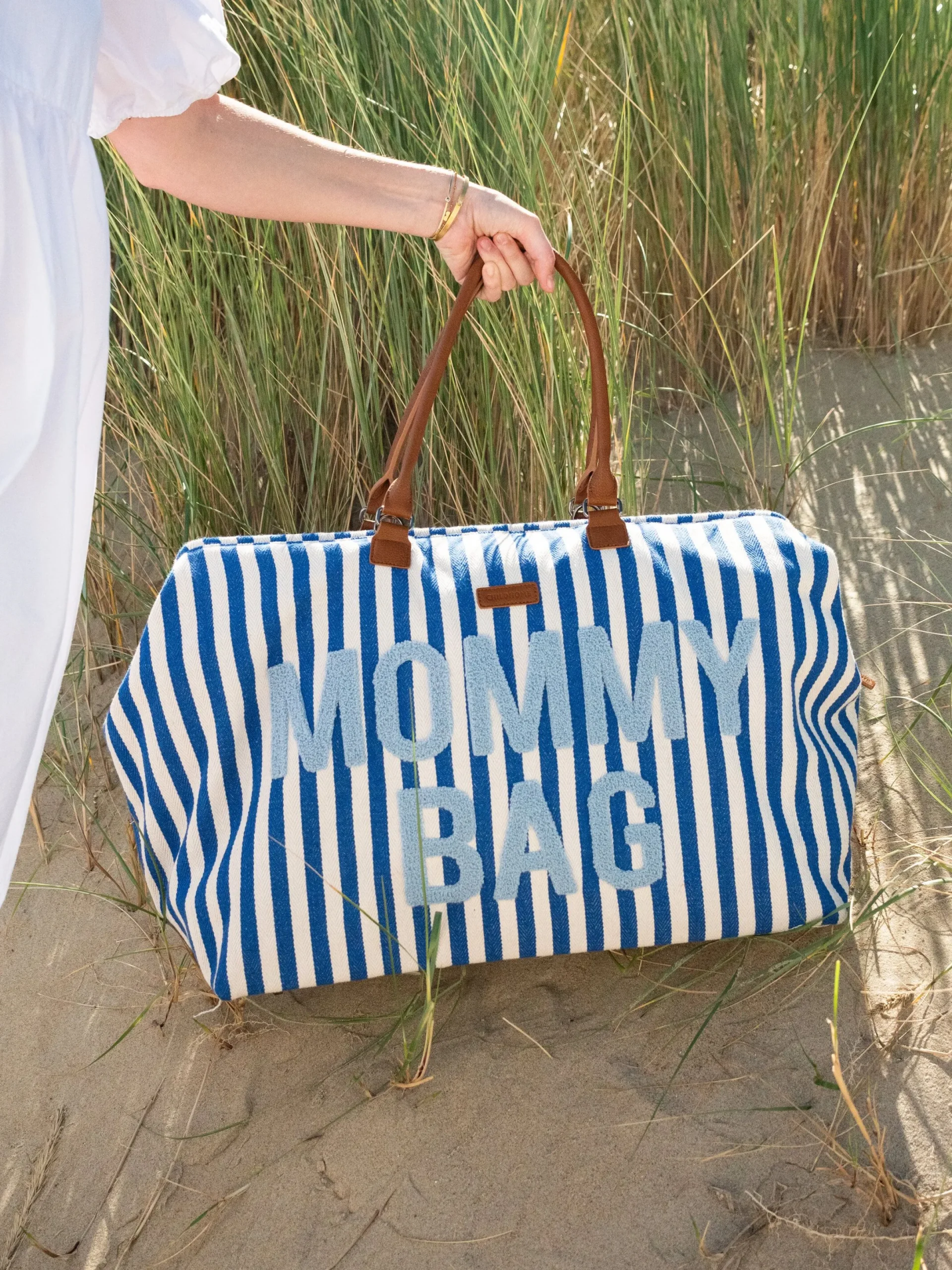 Childhome Mommy Bag ®|Mommy Bag ®-Mommy Bag ® Sac à Langer - Rayures - Bleu Electrique /Bleu