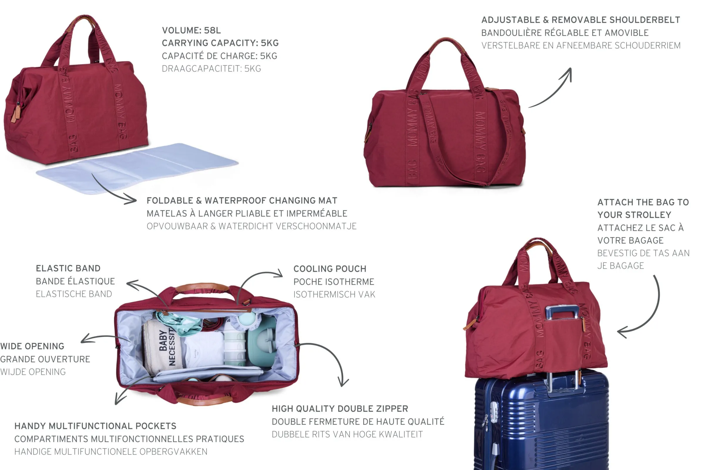 Childhome Signature Collection|Mommy Bag ®-Mommy Bag ® Sac A Langer – Signature - Urban Bordeaux