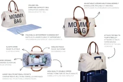 Childhome Mommy Bag ®|Mommy Bag ®-Mommy Bag ® Sac A Langer - Ecru Noir
