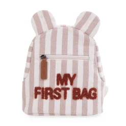 Childhome Kids Bags|Kids Bags-My First Bag Sac a dos Enfant - Rayures - Nude/Terracotta