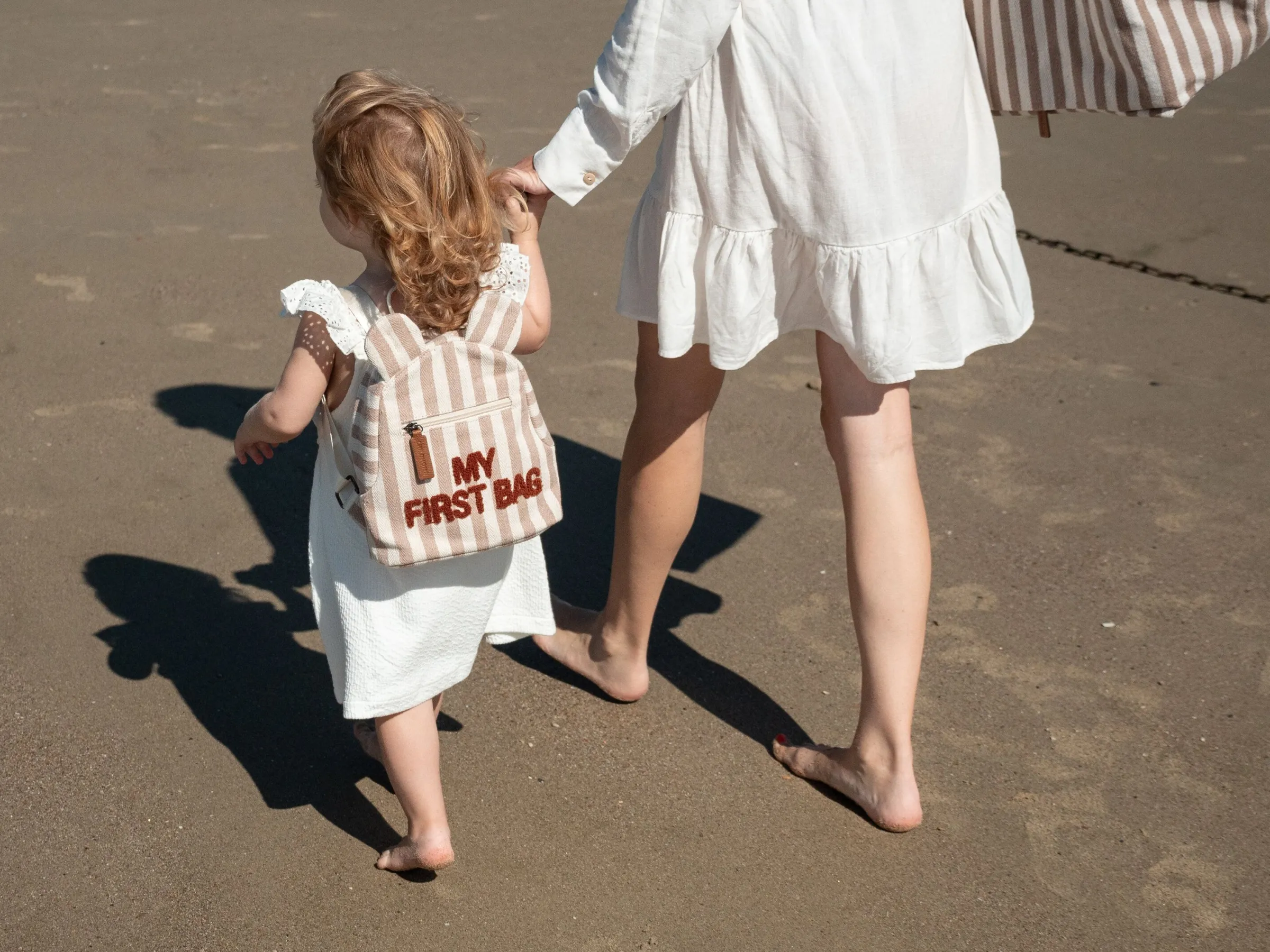 Childhome Kids Bags|Kids Bags-My First Bag Sac a dos Enfant - Rayures - Nude/Terracotta