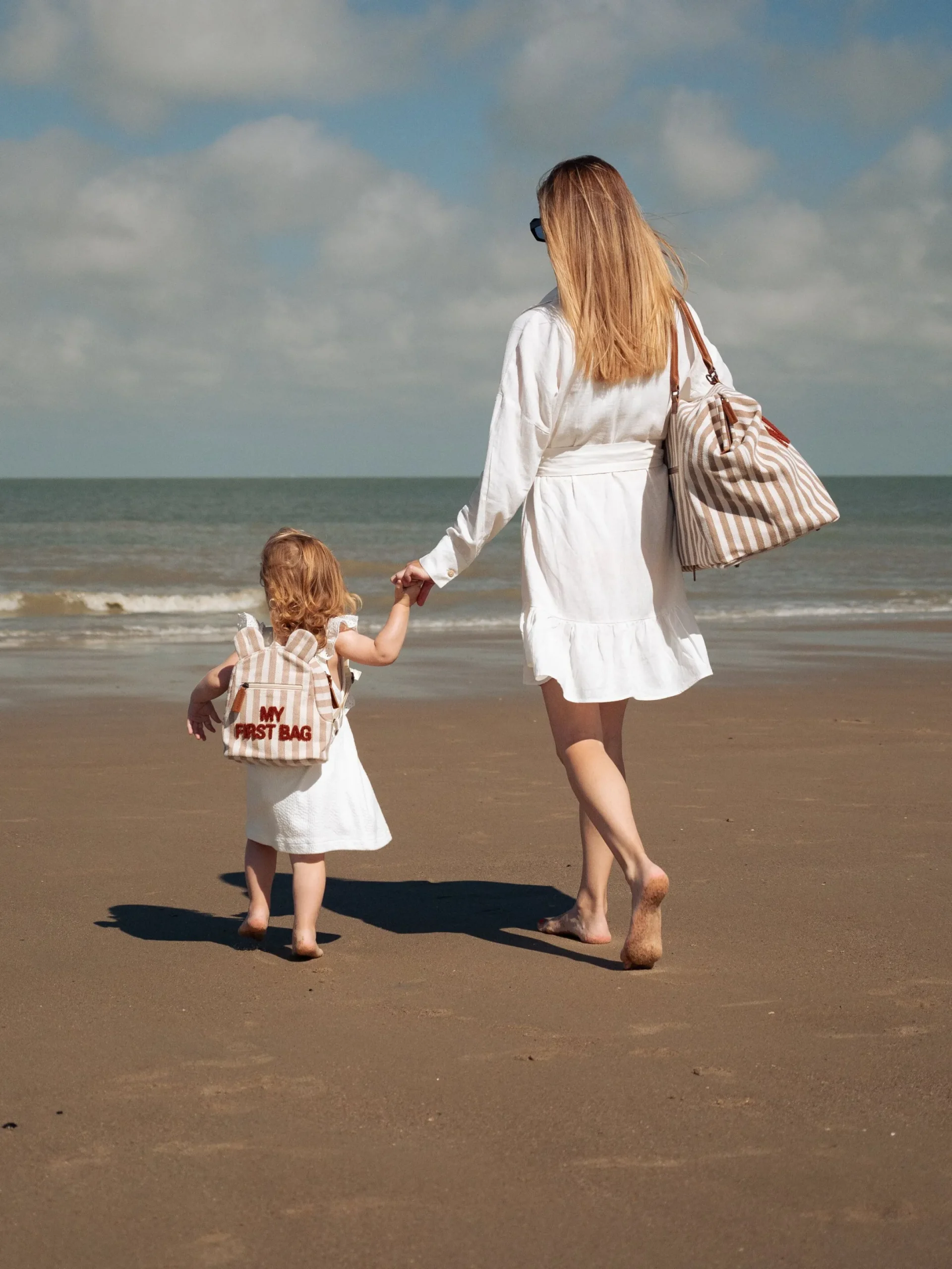 Childhome Kids Bags|Kids Bags-My First Bag Sac a dos Enfant - Rayures - Nude/Terracotta