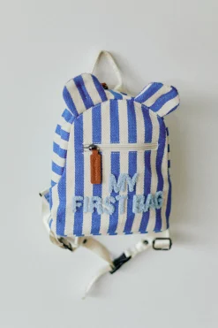 Childhome Kids Bags|Kids Bags-My First Bag Sac a dos Enfant - Rayures - Bleu Electrique