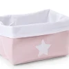 Childhome Paniers De Rangement-Panier De Rangement - 32x20x20 Cm - Toile - Rose Tendre Blan