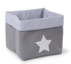 Childhome Paniers De Rangement-Panier De Rangement - 32x32x29 Cm - Toile - Gris Rayures