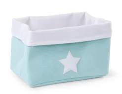 Childhome Paniers De Rangement-Panier De Rangement - 32x20x20 Cm - Toile - Mint Blanc