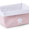 Childhome Paniers De Rangement-Panier De Rangement - 40x30x20 Cm - Toile - Rose Tendre Blan
