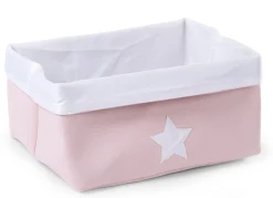 Childhome Paniers De Rangement-Panier De Rangement - 40x30x20 Cm - Toile - Rose Tendre Blan