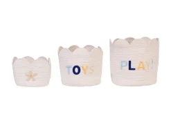 Childhome Paniers De Rangement-Panier fleur - 30x30x30cm - Corde De Coton - Ecru