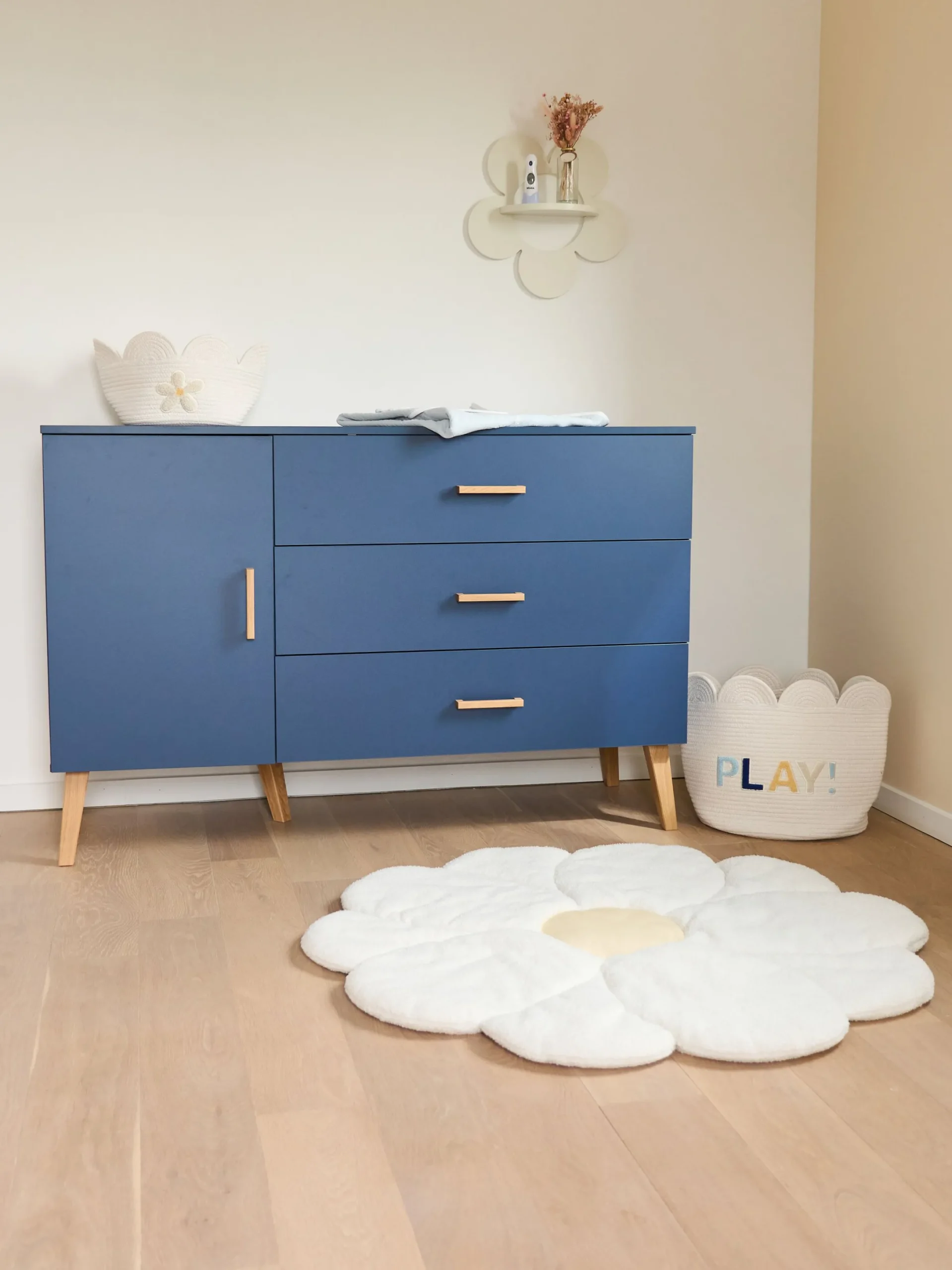 Childhome Paniers De Rangement-Panier fleur - 35x35x35cm- Corde De Coton - Ecru
