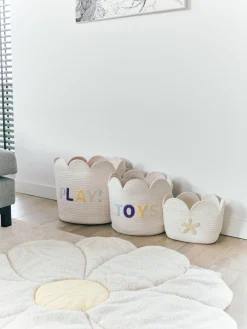 Childhome Paniers De Rangement-Panier fleur - 35x35x35cm- Corde De Coton - Ecru