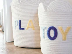 Childhome Paniers De Rangement-Panier fleur - 35x35x35cm- Corde De Coton - Ecru
