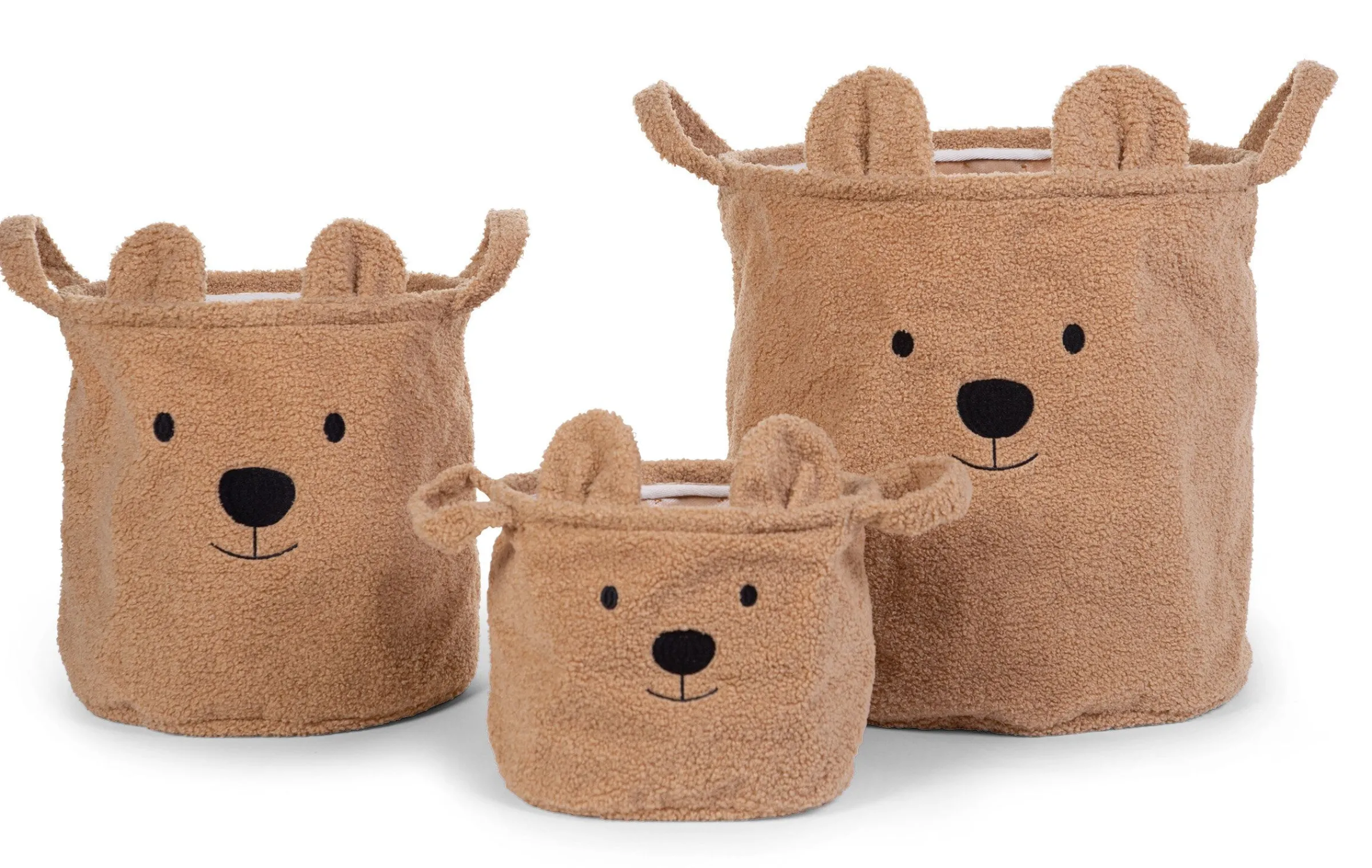 Childhome Paniers De Rangement-Paniers Teddy - Set De 3 - Beige