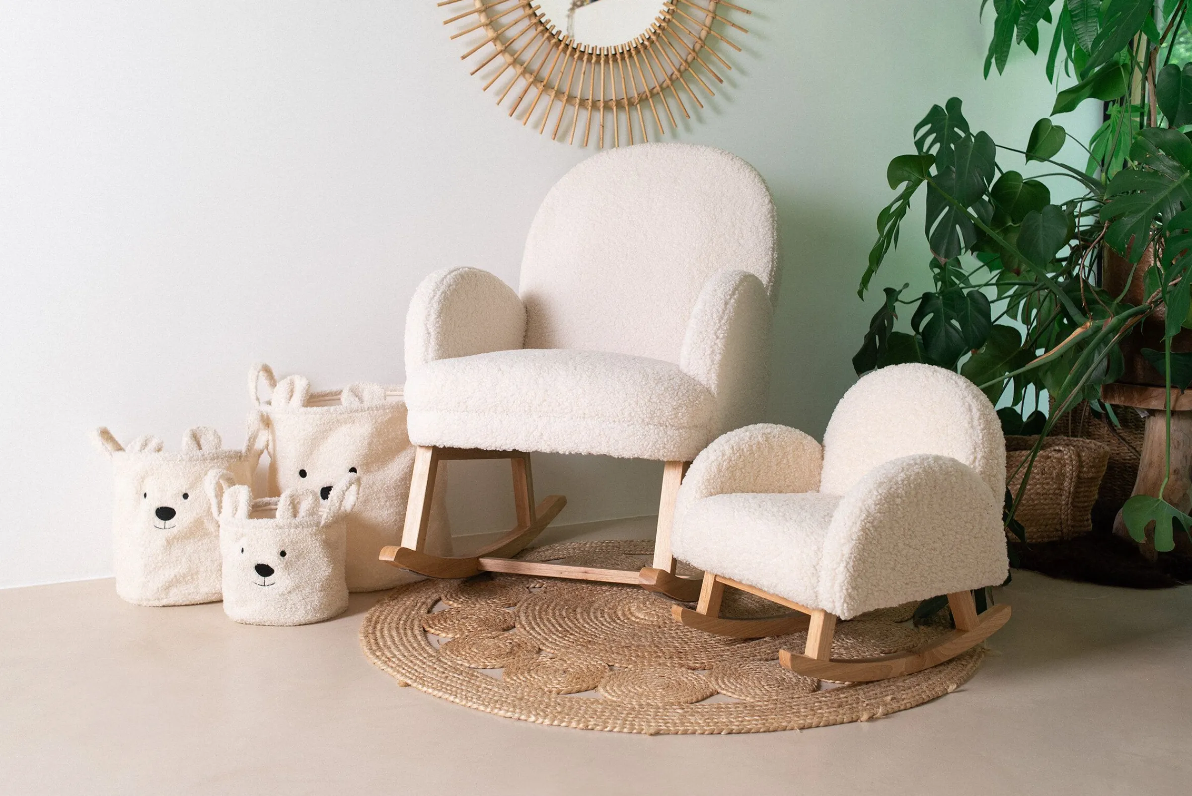 Childhome Paniers De Rangement-Paniers Teddy Set De 3 - Ecru