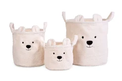 Childhome Paniers De Rangement-Paniers Teddy Set De 3 - Ecru